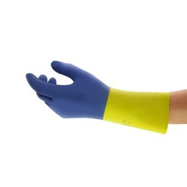 Ansell 87-224-9 Chemi-Pro, Neoprene/Latex Gloves, 27 mil., 13 in., Blue/Yellow, Size: 9 (12 Pairs)
