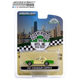 Greenlight 30233 1987 Chevy Caprice - Chicago Checker Taxi Affl Inc (Hobby Exclusive) 1:64 Scale