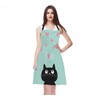 Moslion Black Cat Apron,Pink Hearts and Cute Cartoon Cat Blue