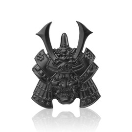 Samurai Metal Car Sticker, Japanese Style Hannya Decal, Demon with Helmet Emblem, Devil Death Skull Zinc Alloy Skull Cool Badge for Automotive, Truck, Motorcycle (Type B - Black)