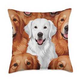 Cute White English Cream Golden Retriever Dog for Women Men Throw Pillow