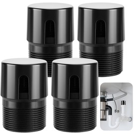 Nkiy Quen 4 Pcs 1-1/2 Inch NPT ABS in Line Vent,Black Air Admittance Valve to Prevent Sewer Gas,RV Plumbing Valve Vent for Tubes Showers Sink Drainage System