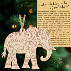 Friendship Elephant Ornament, Wooden Christmas Ornament with Story, Sisterhood Elephant Ornament for Women Tribe, Friendship Gifts for Best Friends and Sisters, Elephant Ornament for Special Bond