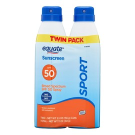 Equate Sunscreen SPF 50- Sport Broad Spectrum Spray (pack of 2), Set By Basket Goods