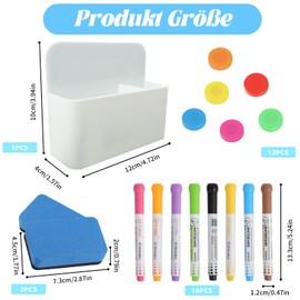 SHAIDOJIO Pack of 31 Whiteboard Accessories, 16 Whiteboard Markers, 1 Magnetic Pen Holder, 2 Whiteboard Sponge, and 12 Magnets, Whiteboard Set for Home Office Whiteboard Fridge