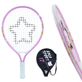 Kids Tennis Racket for Baby Girls & Boys - 17 inch Toddler Tennis Racket, Includes 420D Nylon Shoulder Strap Bag (Cat Pink)