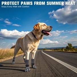 BINGPET 4Pcs Dog Socks to Prevent Licking Paws Double Sides Grips,Dog Shoes for Hot Pavement & Hardwood Floors Anti Slip,Traction Dog Booties and Paw Protectors for Small Medium Large Senior Dogs