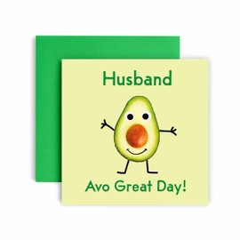 Huxters Birthday Cards for Men – Avocado Husband Birthday Card – Birthday and Father’s Day Funny Birthday Card with Recyclable Envelope Included (Husband)