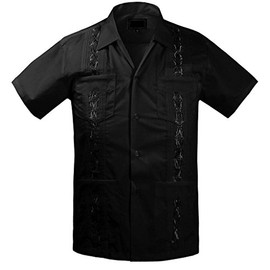 Maximos Guayabera Kids Toddler Junior Beach Wedding Baptism Button-up Casual Dress Shirt Black