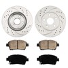 Drilled and Slotted Front Brake Kit Rotors Ceramic Brake Pads