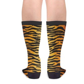 Animal Print Tiger Black Gold Men Women Casual Socks Funny Funky Novelty Crew Tube Socks
