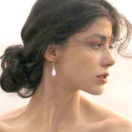 Waterdrop Natural Pink Rose Quartz Stone Drop Earrings,Retro Silver Real Multi-Cut Crystal Dangle Earrings,Genuine Gemstone Bohemian Statement Earrings for Women Her (D03_Rose Quartz)