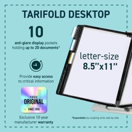 Tarifold DJOIS Desktop Reference & Display System - Durable Steel Wire Frames - Letter-Size - Expandable - Made in France (Black, 10)