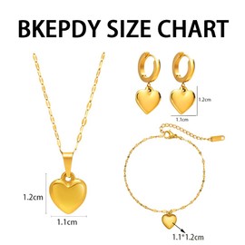 BKEPDY Jewellery Set Women's Necklace Stainless Steel Women's Stud Earrings Stainless Steel Chains Bracelets for Women Fashion Jewellery 3-in-1 Set Snake Chain Figaro Stackable Necklace Women's Gold