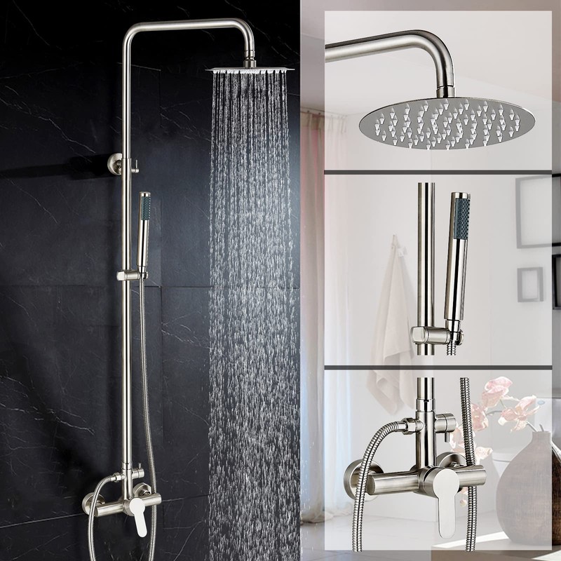 MOSSON Rain Shower System Outdoor Shower Fixtures with 8" Rain