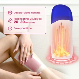 Roll On Wax Kit, Portable Wax Roller Kit for Coarse/Fine Hair Removal, Beginners Waxing Roller for All Skin Types with 3 Pcs 100g Roll Cartridge, 100 Non-Woven Strips & 10 After Oil Wipes (F1_White)