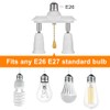 EXBADGER Pull Chain Light Socket Adapter Dual E26 E27 Light