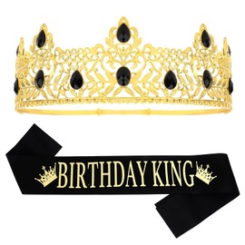 Semato Birthday Decorations for Men Birthday Gifts for Him Gold Birthday King Crown and Birthday King Sash Kit for Men Birthday Party Favors