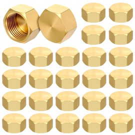 MBAIYO 100Pcs Brass Compression Stop Valve Caps, Flare Tube Gas Water Line Pipe Fitting Caps Brass Compression Fitting(Compatible with 3/8" Outside Diameter Tubes)