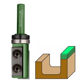 Fraiser Multibit Groove Cutter and Flush Cutter for Copying and Cutting, Diameter 19 mm, Shaft 12 mm, 2 Carbide Reversible Plates Up & Down and Ball Bearings, for Routers, Edge Milling and CNC