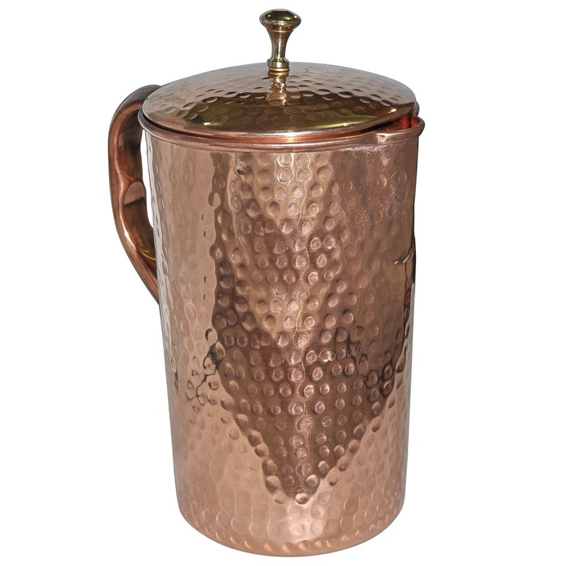 DakshCraft High Quality Pure Copper Jug with Lid for Health