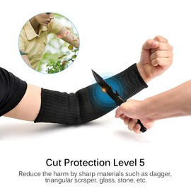 Cut Resistant Sleeve Level 5, Kevlar Sleeve Anti-Cut Arm Sleeve Cut Protection Sleeve 1 Pair of Forearm Guards for Garden Kitchen Work (35cm Black)