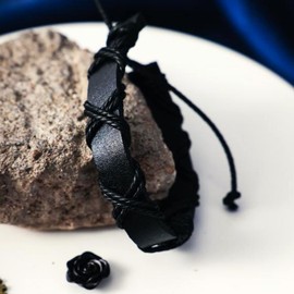 MILAKOO Skull and Star Braided Leather Bracelets Gothic Rocker Biker Accessories Skeleton Punk Style