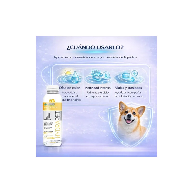 Electrolitos Orales Hydrapet Para Perros Vainilla 450mL Medical Solutions