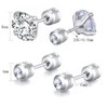 2 Pairs Stud Earrings Set, Hypoallergenic Cubic Zirconia 316L Stainless