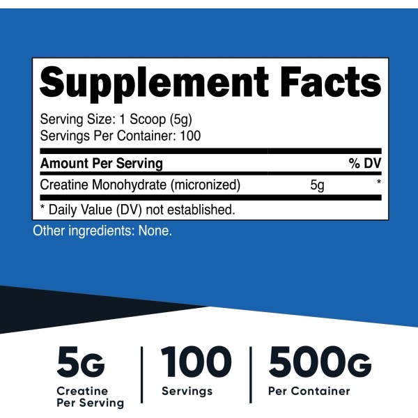 Creatine Monohydrate Micronized Powder 500G, 5000Mg per Serv (5G) -
