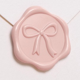UNIQOOO 3D Bow Wax Seal Stickers - 50 Pcs Elegant Self-Adhesive Blush Pink Seals, for Wedding Invitations, Gift Wrapping Decals,Envelopes, Christmas & Party Decor, Greeting Cards