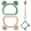 3-Pack Baby Teething Toys with Anti-Drop Clip, Infant Silicone Teether