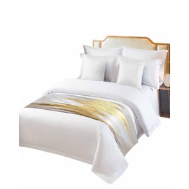 Sabolny Gold Grey Bed Runner Scarf Cal King Size,Abstract Contemporary Square Graffiti Smear Art Luxury Bed Throw Runners & Scarves for Twin Full Queen King Foot of Bed Bedroom Hotel Wedding,102"x20"