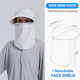 Visor Hat for Women with Face Mask, Sun Visors for Golf, Tennis, Running, Sports, Beach, Travel, Cap with Ponytail Hole, UPF Sun Protection White