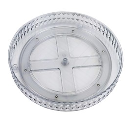 1 Tier Lazy Susan Turntable Organizer, Rotating Makeup Organizer for Vanity, Desktop Cosmetics Display Cabinet Perfume Organizer for Kitchen, Bathroom, Dorm, Bedroom (Plastic, Diamond Clear 1 Tier)