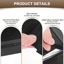 M METERXITY 2Pack Door Sweep - 39" Door Bottom Brush Heavy Duty Seal Draft Stopper Aluminum Base with 15mm Brush, Adhesive/Screw Installation for Interior/Exterior/Garage/Sliding Doors, Black