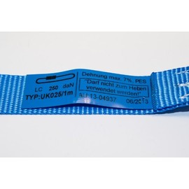 peha® Lashing Strap Mini, 1 Piece, 25 mm Width, 100 cm Length, Tensile Strength 250 daN (250 kg), Made in Germany