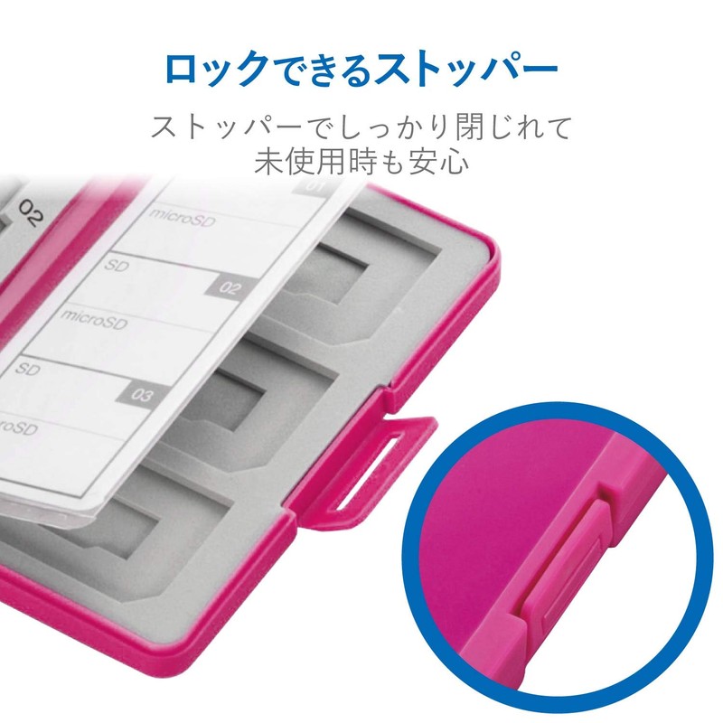 Elecom CMC-SDCPP12PN Memory Card Case, SD Case, Plastic, Holds 6
