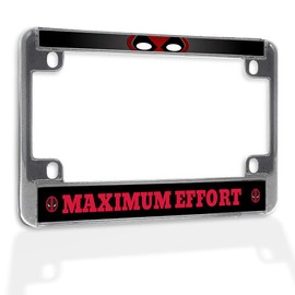 Fastasticdeals Metal Insert Bike License Plate Frame Maximum Effort Weatherproof Motorcycle Accessories Chrome 4 Holes Solid Insert