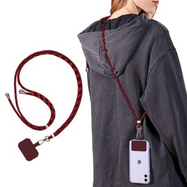 Tzciz Smartphone Strap, Neck Strap, Nylon, Shoulder Strap, Adjustable Length, Prevents Loss/Drops, Lost Items, Lightweight, Reinforced Durability (Stripe 4)