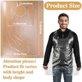 MAQIHAN 50 Plastic Disposable Aprons Adults - 3ft/95cm Thick Plastic Aprons Waterproof Kids Painting Smocks Eating Bibs Elderly Hair Dye Tattoo Grooming Baking Cooking Dishwashing Kitchen Restaurant