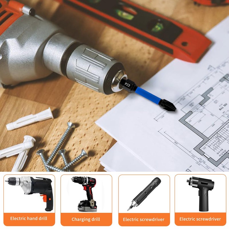 Meccion PZ2 Impact Driver Bits 50mm Length 10Pcs Professional Pozidriv