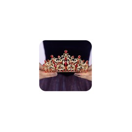 Teyglen Red Crystal Wedding Tiara for Women Royal Princess Rhinestone Queen Crown Headband for Brithday Pegeant Party Prom Bridal Crown Tiara Hair Jewelry (Red)