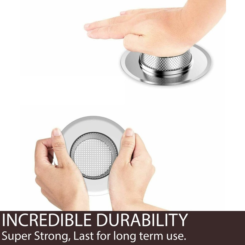 2Pcs Kitchen Sink Strainer Plug - Stainless Steel Sink Plug