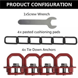 Tie Down Anchors Truck Bed Side Wall Anchor Compatible with 2007-2023 Chevy Silverado/GMC Sierra, 2015-2023 Chevy Colorado/GMC Canyon, 4Pack Red