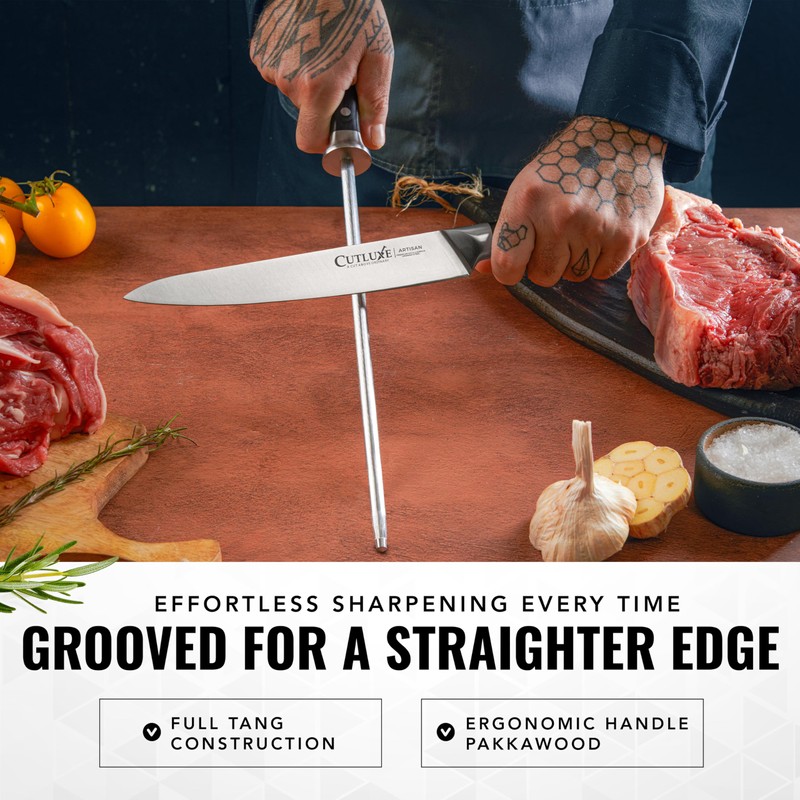 Cutluxe Honing Rod, Sharpening Steel for Kitchen Knives – 12"