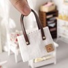 Mos kevin Miniature Canvas Tote Bag with Leather Handles, White,