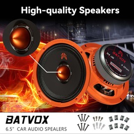 Guooreat MX65E1 Loudspeaker 6.5 Inch Midrange 400 Watts 6 Ohms Orange Bullet, Premium Quality Audio Door Speakers for Car or Truck Stereo Sound System, Orange (2 Speakers)