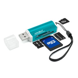Card Reader USB Card Reader Multi Card Reader SDHC Card Reader for Micro SD, M2, Pro Duo, SDHC Windovs 10 Compatible Blue