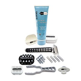 Premium Omnishaver con funda de viaje, kit Premium Omnishaver, Premium y Onishaver con kit de cartucho, la manera más rápida de afeitarse cabeza, pier